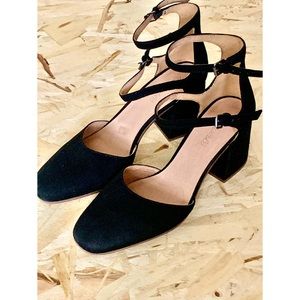 Madewell Suede Double Strap 3in. Chunky Heel Shoes